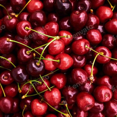 Preview: Cherries background. Sweet red cherries