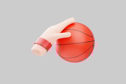 Visualização: Mão de desenho animado segurando basquete laranja