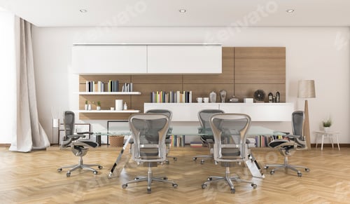 Preview: 3d rendering business meeting room with nice wood floor