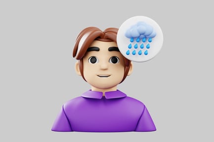 Preview: Cartoon character with rainy cloud