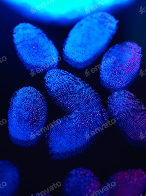 Preview: Identity, human finger prints shown up using light
