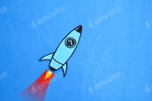 Preview: rocket launch begins. new product launch concept. The launch into space.