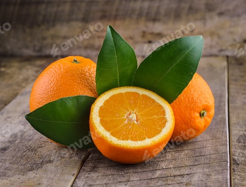 Preview: Orange fruit on brown wooden background