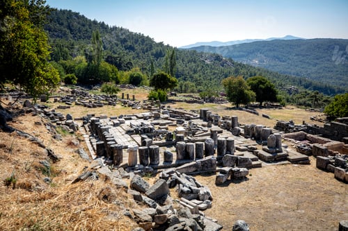 Preview: Labranda archaeological site, the Temple of Zeus Labraundeus, Mugla Province, Turkey.
