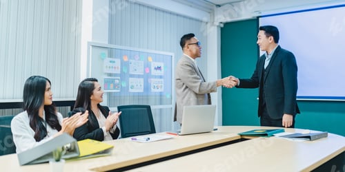 Preview: Professional diverse business people having collaboration team meeting, research strategy in company