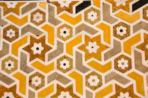 Vista previa: Detalle de la decoración y de la pared de la tumba de Itmad-Ud-Daulah, Agra, Uttar Pradesh, India.