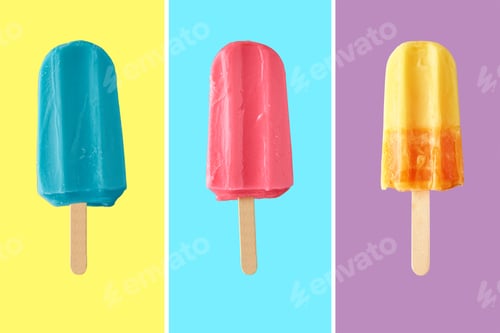 Preview: Colorful frozen ice cream on color background