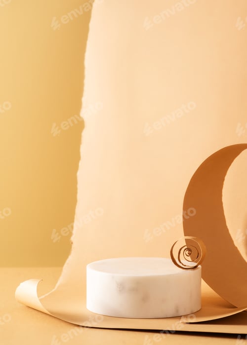 Preview: White cosmetic background with white stone empty space