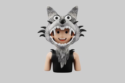 Preview: Cartoon wolf head costume character
