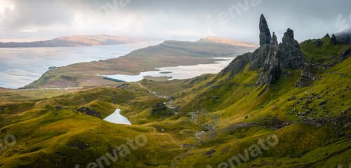 Preview: Storr rocky hill on the Trotternish peninsula of the Isle of Skye in Scotland, UK