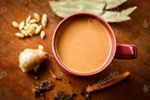 Preview: Masala tea with spices on the table