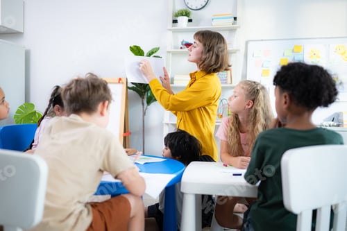 Preview: Teacher and students, Learn and study in a classroom of school