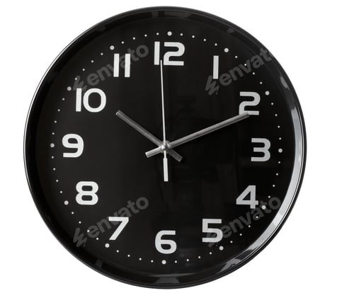 Preview: Close Up Of An Office Clock On White Background With Clipping Path
