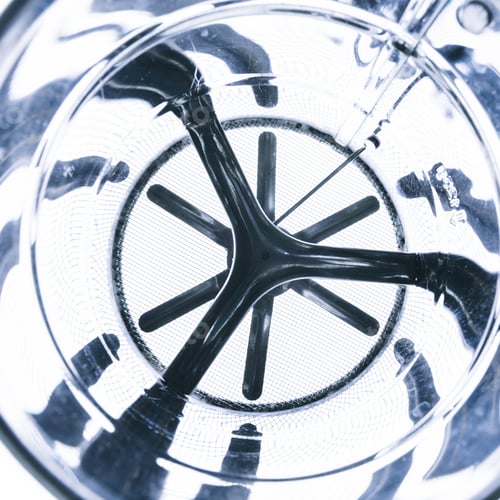 Preview: Stainless Steel mug with a mechanical sieve for sifting flour isolated