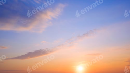 Preview: Sunrise sky in the morning with beautiful yellow sunlight and cloud on blue sky background