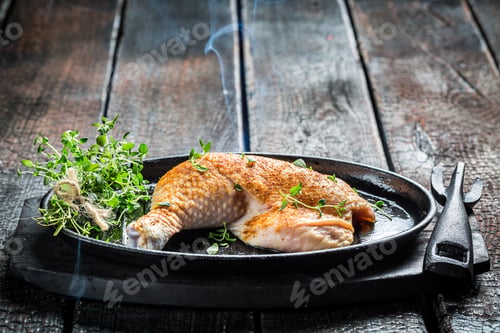 Preview: Chicken leg with herbs and spices ready to grill
