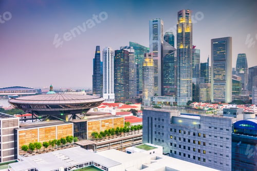 Preview: Singapore downtown skyline with the Supreme Court Building.