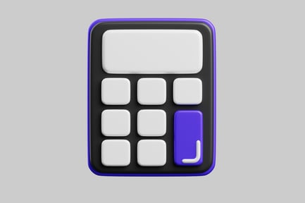 Preview: Calculator with black body, white buttons, and purple border