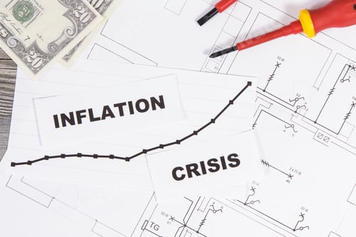 Preview: Currencies Dollar, work tools, electric construction diagrams, inscriptions inflation