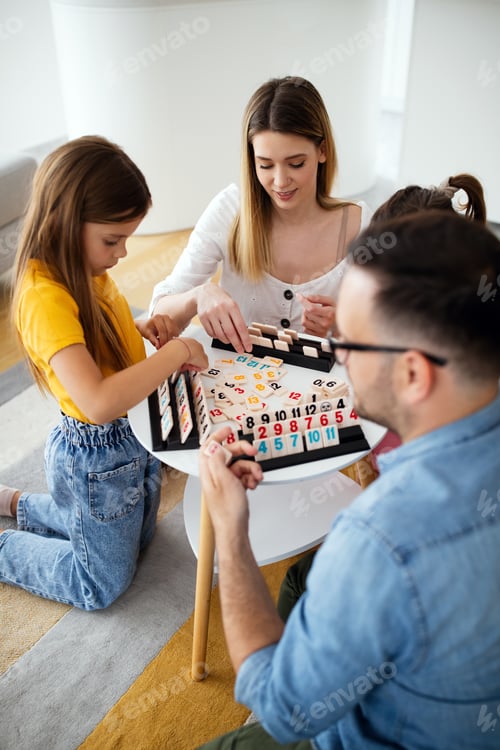 Preview: Happy family at home having fun and spending time together. Family, love happiness concept
