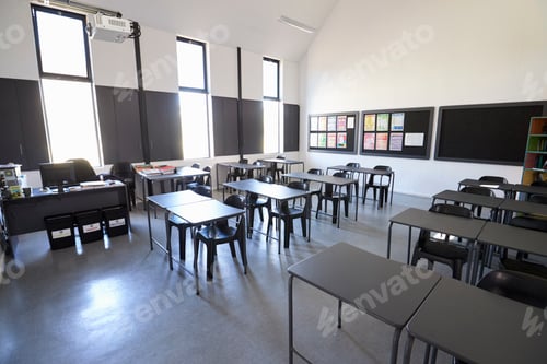 Preview: Sunlit modern elementary school classroom