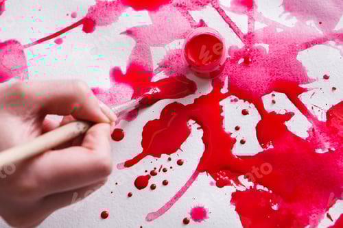 Preview: Abstract Art with Vivid Red Paint Splatters