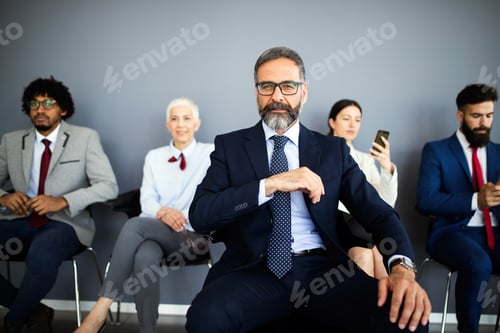 Preview: Portrait of happy business people. Concept of financial, insurance and marketing business