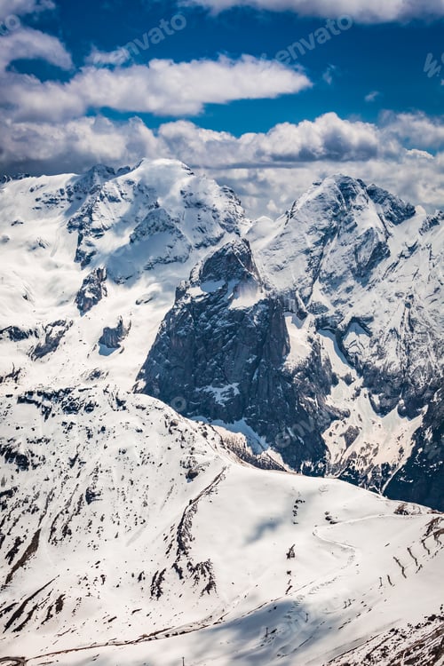 Preview: Beautiful view from the summit of Sass Pordoi, Dolomites, Italy