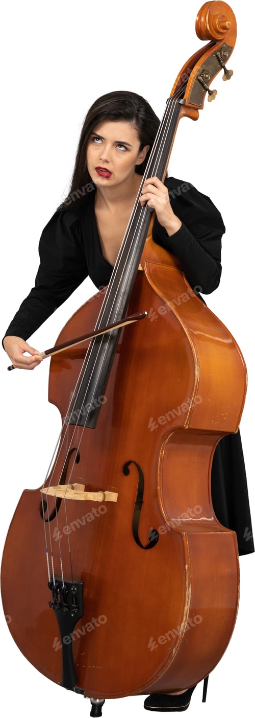 Preview: a woman is holding a cello