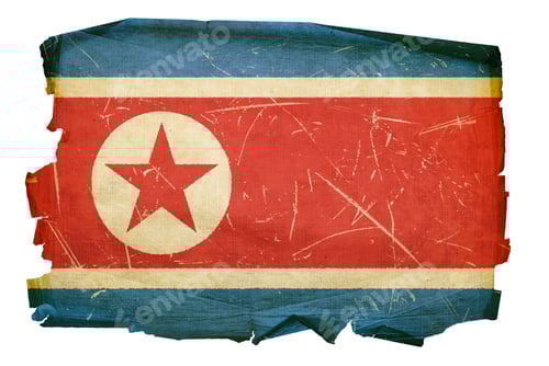 Preview: Northern Korea Flag old, isolated on white background.