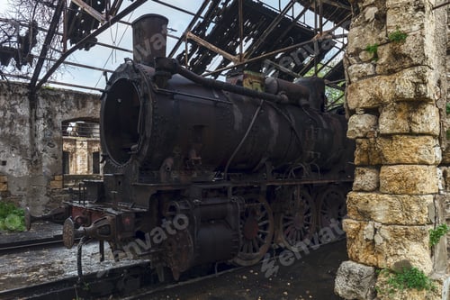 Preview: Old locomotive in an old train yard captured in Lebanon