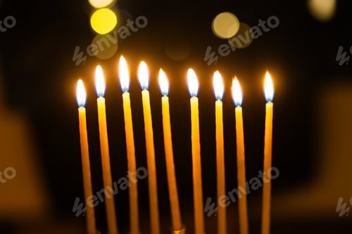 Preview: hanukkah Menorah - Candles With Glittering And David Stars
