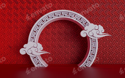 Preview: Chinese window frame 3d illustration. Happy lunar new year.