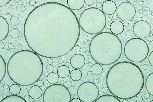 Preview: Macro microscope green bubble texture, Close-up Green bubbles and drops oil background