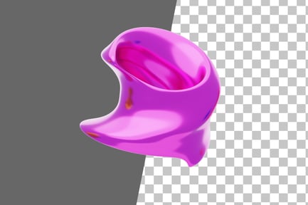Preview: Pink Abstract Metalic Twisted Circle Shape 3D Icon