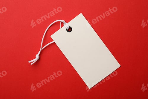 Preview: Cardboard tag with space for text on color background, top view