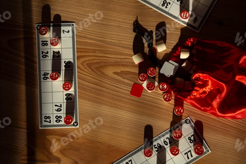 Preview: Leisure and Games Concept with Bingo Set in Warm Light.