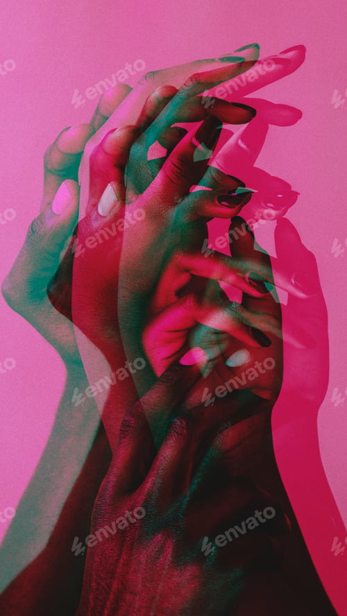 Preview: Black hands on a red background mobile phone wallpaper