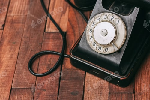 Preview: black retro telephone old technology communication antique