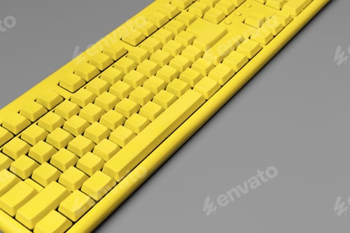 Preview: Keyboard on grey background. close up