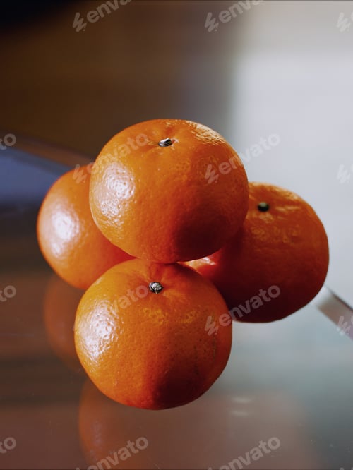 Preview: Ripe mandarin oranges on table. Chinese new year celebration.