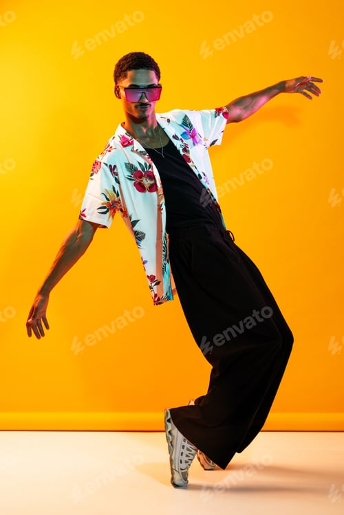 Preview: African man portrait in studio on colorful background