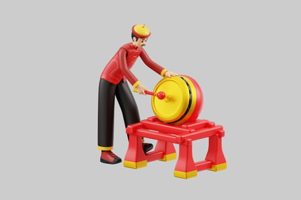 Preview: Chinese drummer with red drum