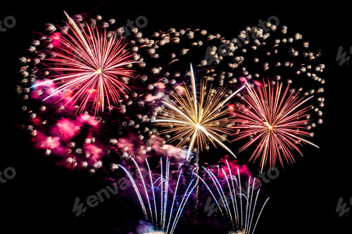 Preview: Abstract colorful firework display for celebration anniversary