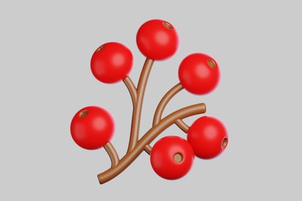 Bagas vermelhas brilhantes no galho