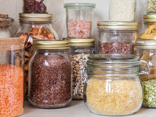Preview: Shelf in the kitchen with various cereals and seeds