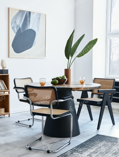 Preview: Stylish composition of dining room interior