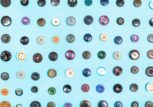 Preview: various buttons arranged on blue background