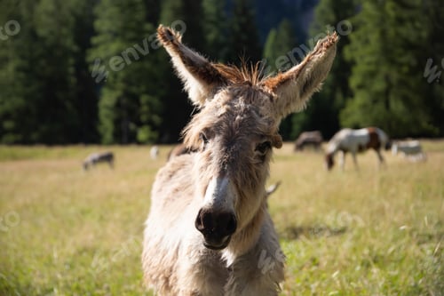Preview: A donkey in the wonderful landscape of the Dolomites mountains, South Tyrol, Italy