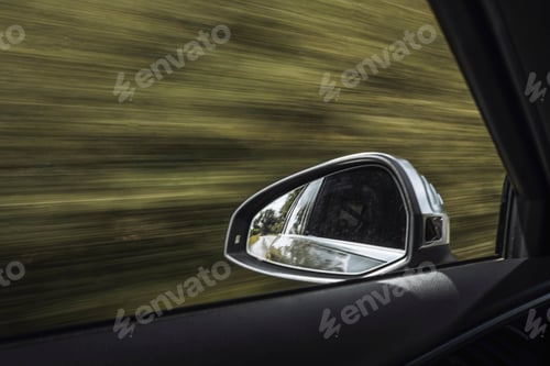 Preview: Blurred view of nature through a car window